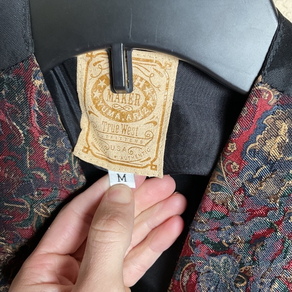 WAH MAKER Mens Medium Vintage Frontier Paisley Western Vest Collard Pockets - Picture 8 of 8